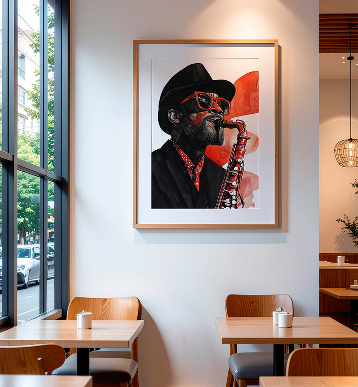SAXOPHONIST MUSIC ART , MUSIC POSTERS