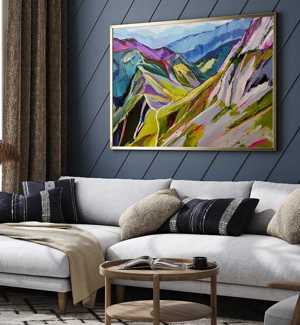 HIKING IN THE SWISS ALPS I , LANDSCAPE PAINTINGS