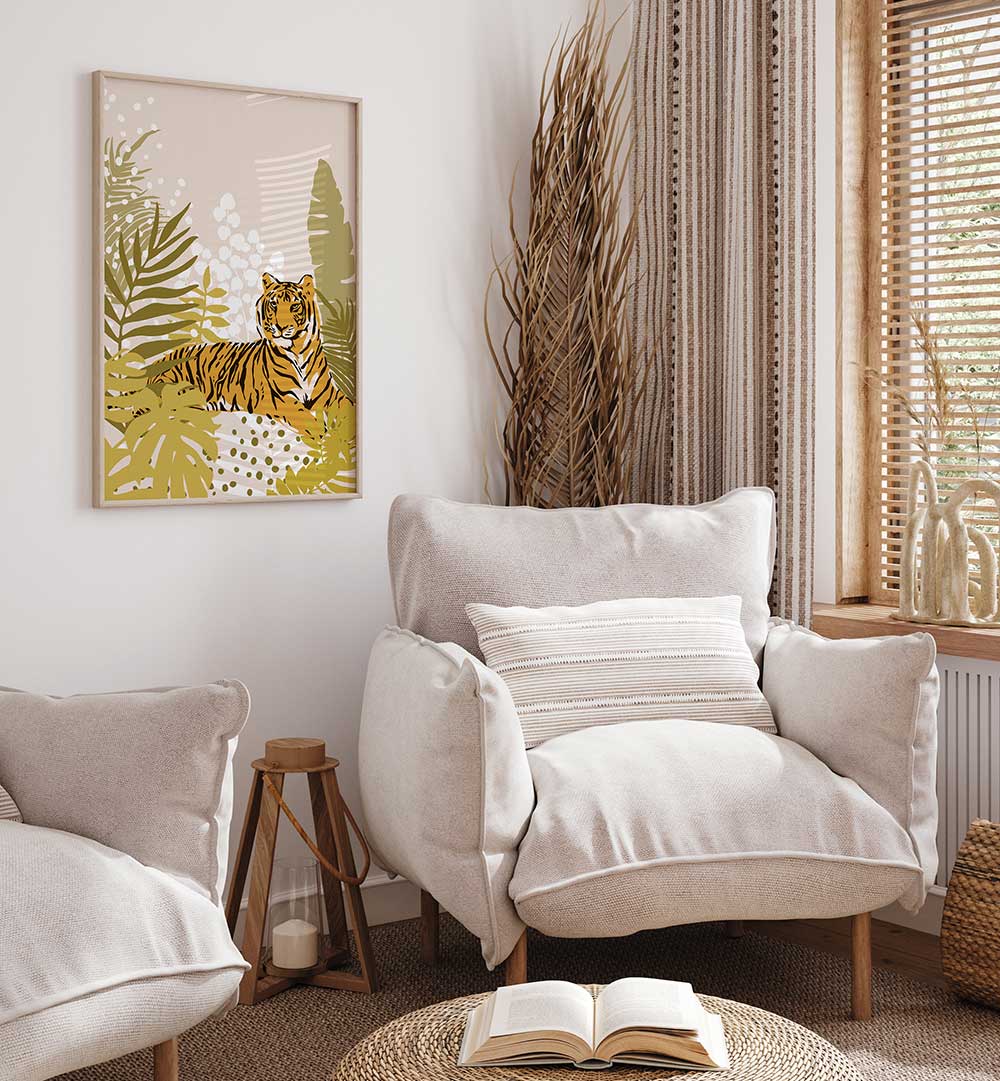 TIGER LAYING DOWN , ANIMAL PAINTINGS