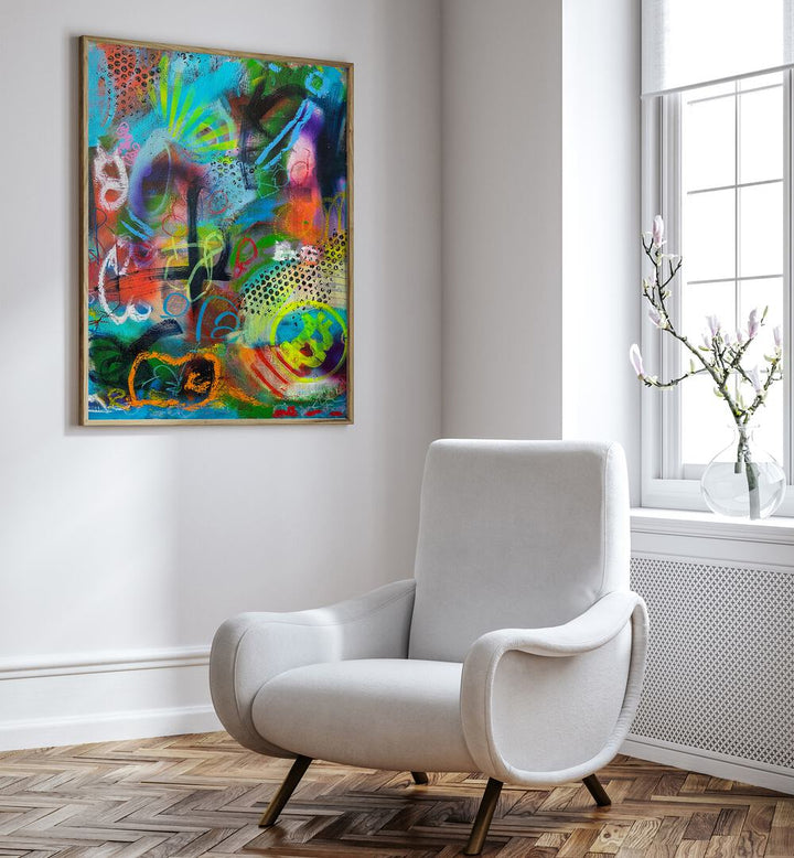 Bright and vibrant BRONXFITTI Abstract Paintings adorning a stylish living space, perfect for inspiring decor.
