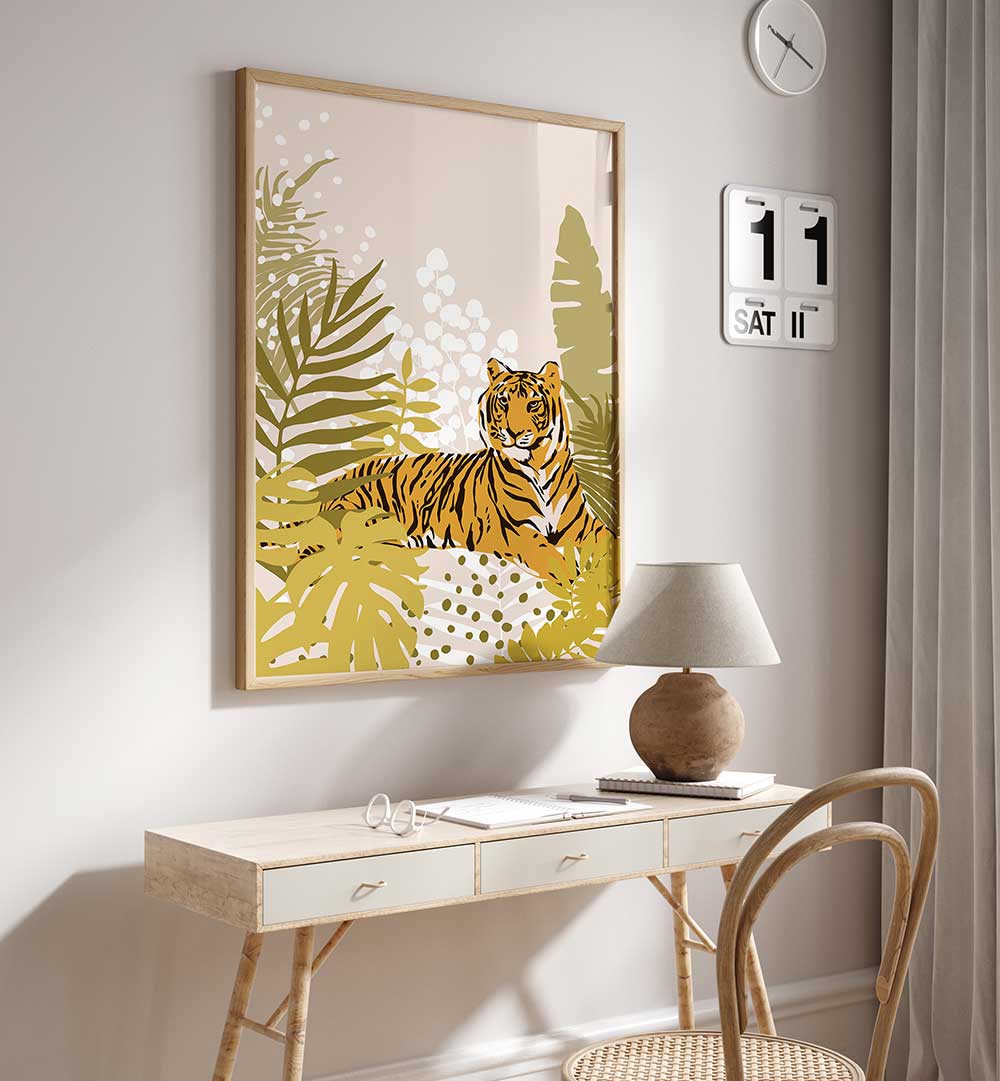 TIGER LAYING DOWN , ANIMAL PAINTINGS