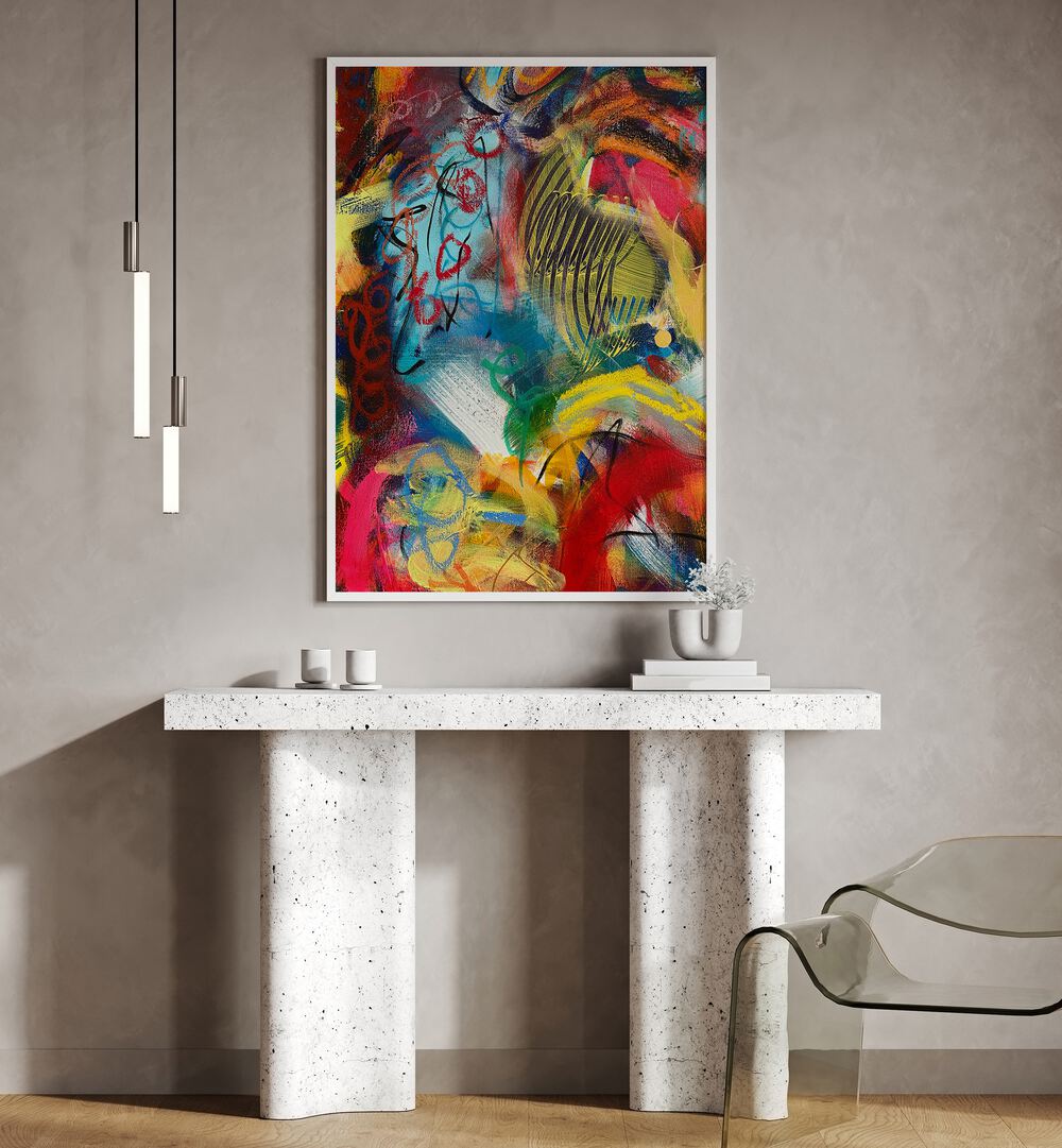 Vibrant BRONX WALL IV, ABSTRACT PAINTINGS enhances modern spaces with dynamic colors and striking brushstrokes.