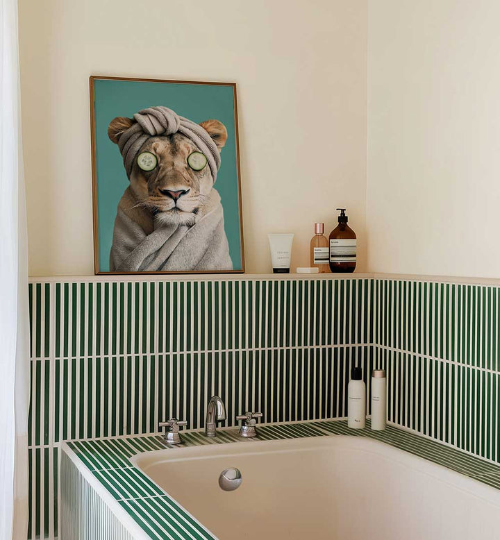 LUXURY LIONESS , BATHROOM ART PRINTS