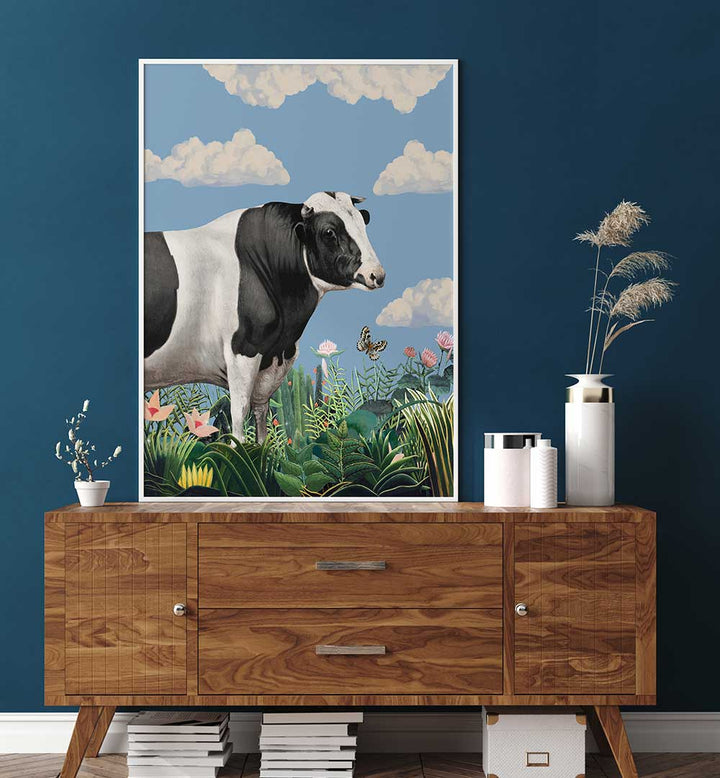 PORTRAITS OF HAPPY COWS , ANIMAL PAINTINGS
