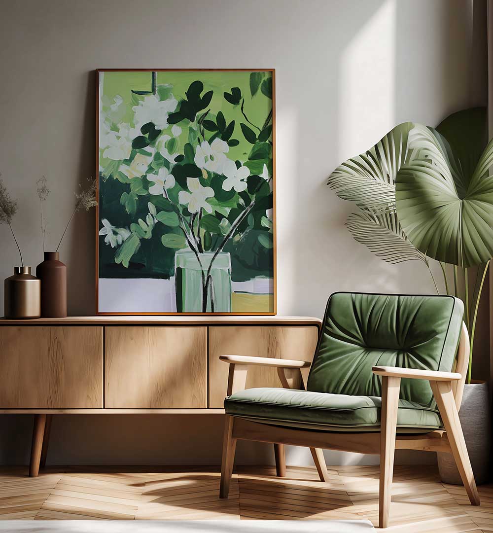 VIBRANT GREEN PALETTE , FLORAL FLOWER PAINTINGS