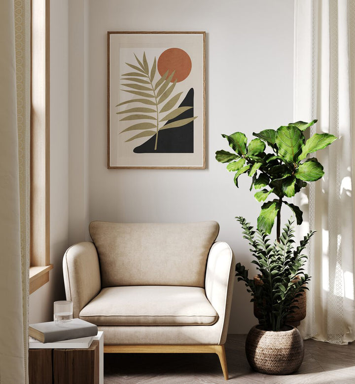 TROPICAL LEAF ABSTRACT ART , BOHO ART PAINTINGS