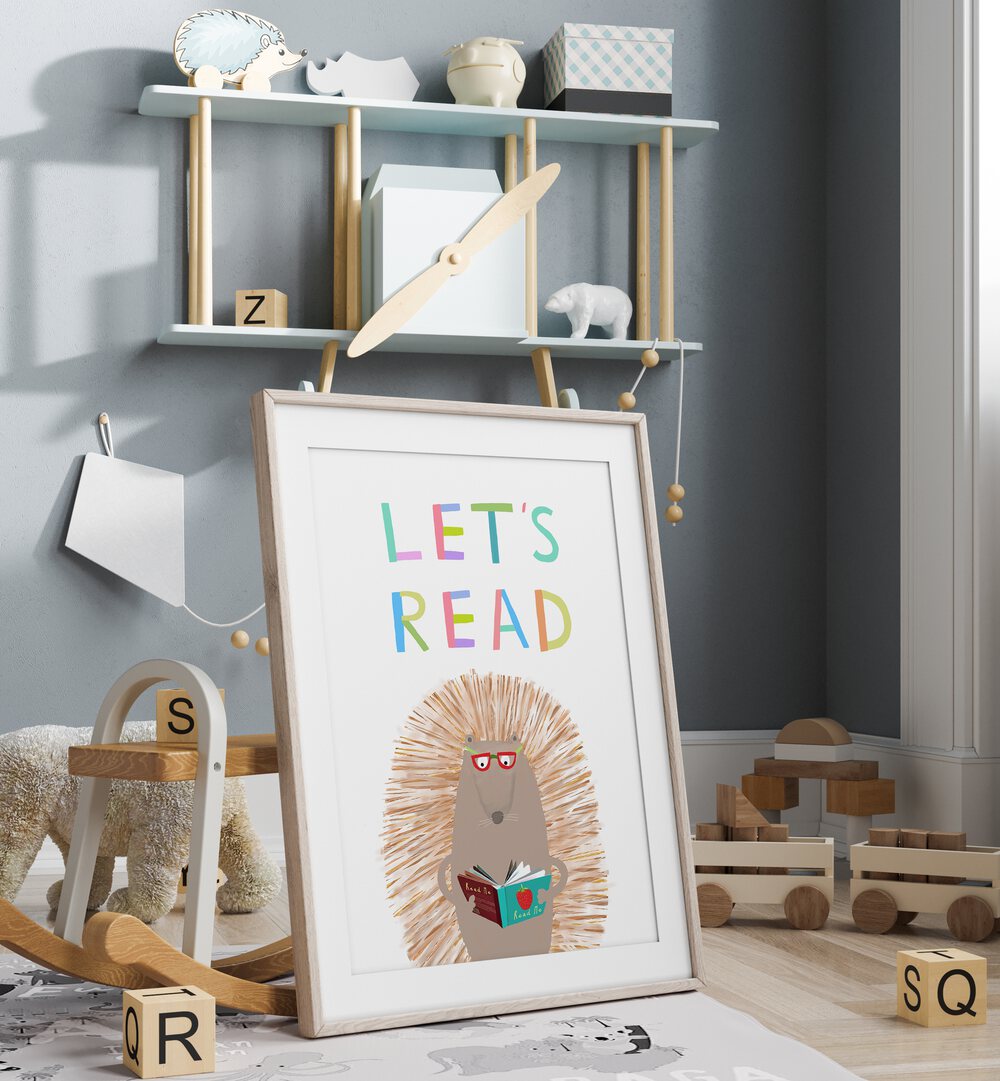 LET'S READ WITH CUTE HEDGEHOG BY CARLA DALY , KIDS ROOM PAINTINGS