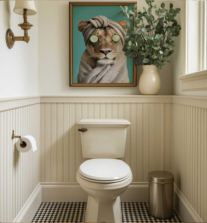 LUXURY LIONESS , BATHROOM ART PRINTS