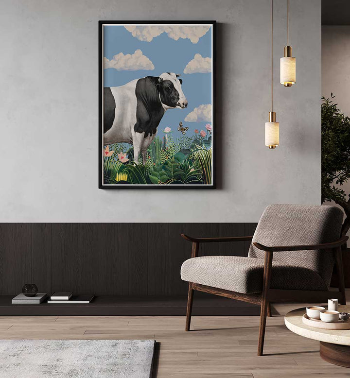 PORTRAITS OF HAPPY COWS , ANIMAL PAINTINGS
