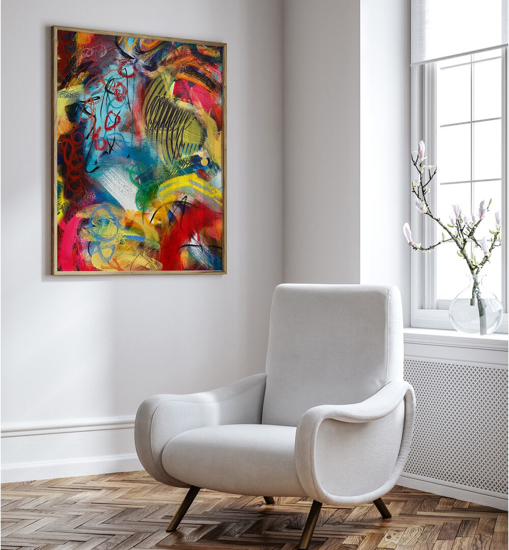 Vibrant BRONX WALL IV, ABSTRACT PAINTINGS brightens modern spaces with dynamic colors and striking brushstrokes.