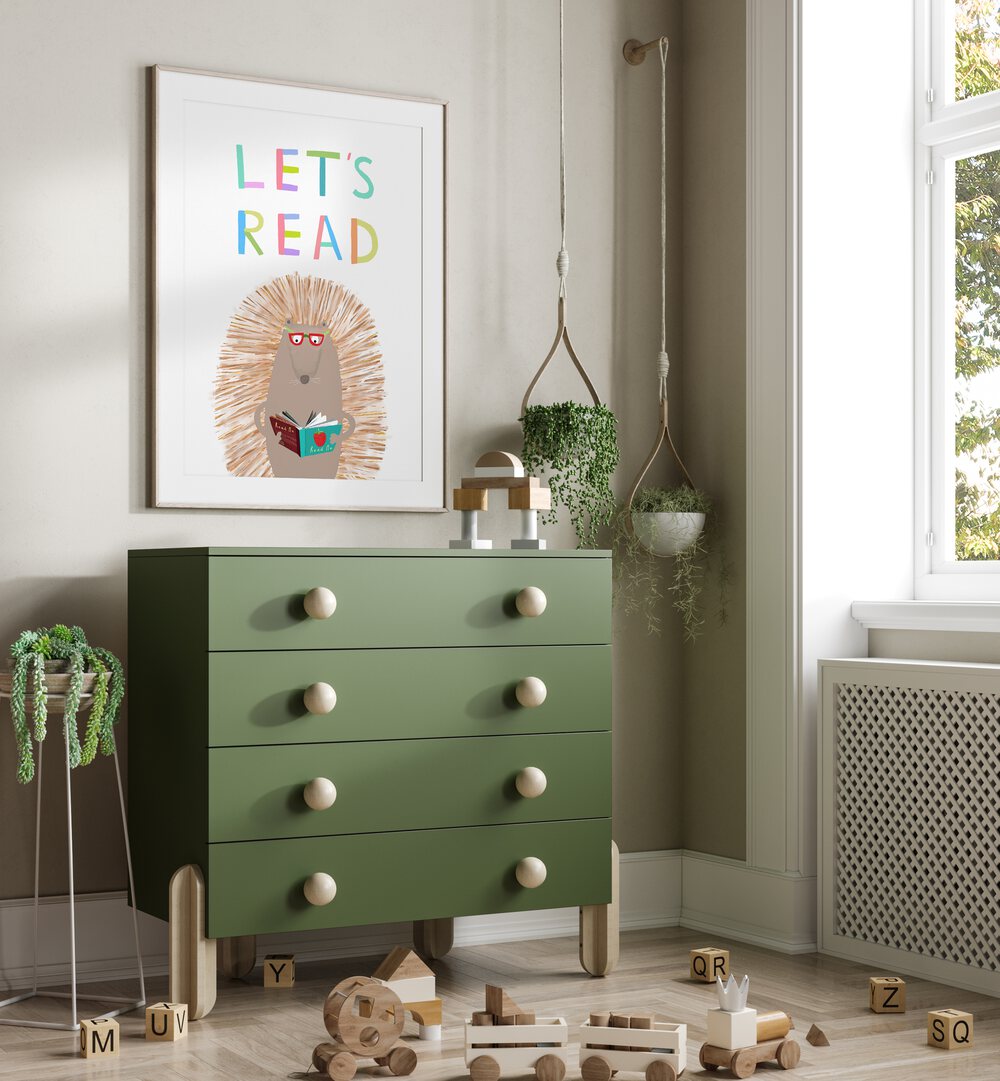 LET'S READ WITH CUTE HEDGEHOG BY CARLA DALY , KIDS ROOM PAINTINGS