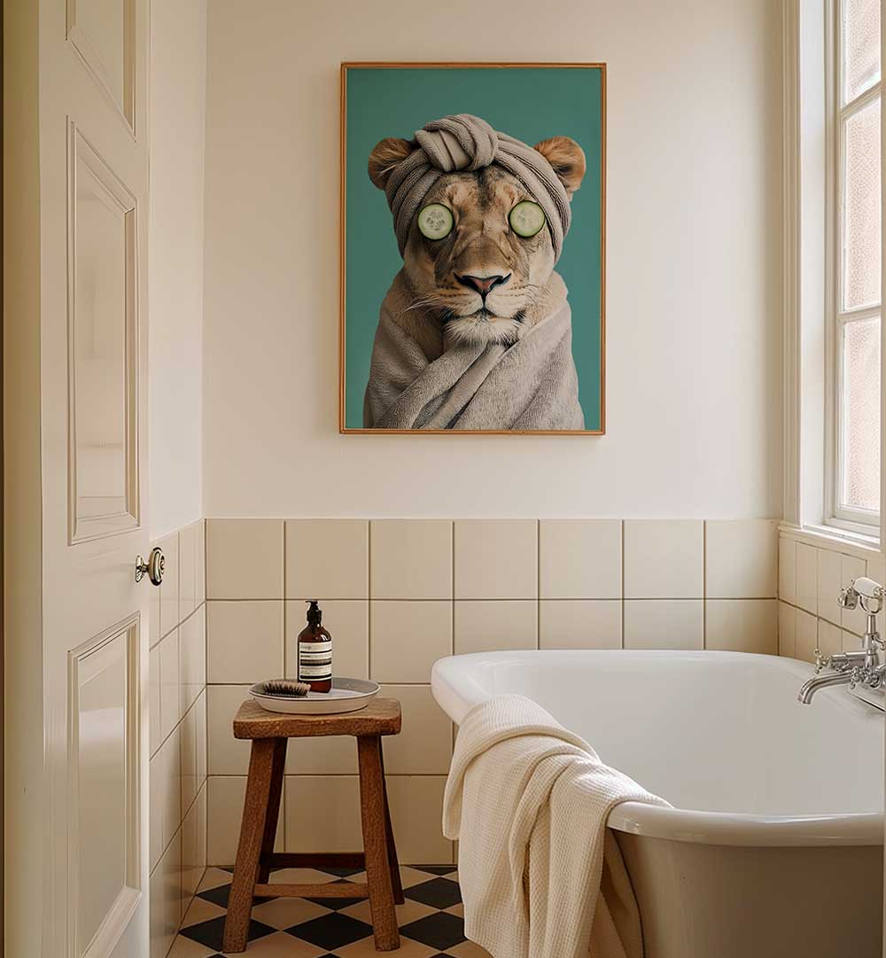 LUXURY LIONESS , BATHROOM ART PRINTS