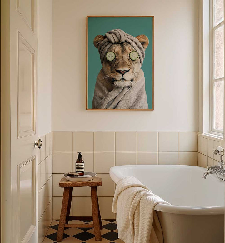 LUXURY LIONESS , BATHROOM ART PRINTS