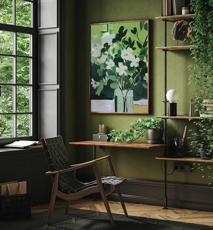 VIBRANT GREEN PALETTE , FLORAL FLOWER PAINTINGS