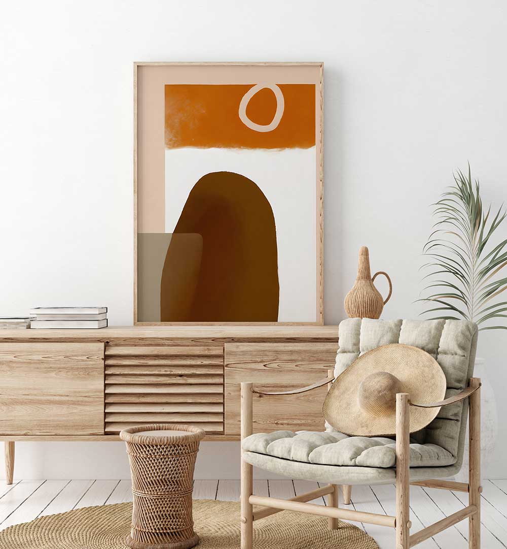 PETRA , ABSTRACT PAINTINGS featuring bold earthy shapes and textures, enhancing modern living spaces with natural tones.