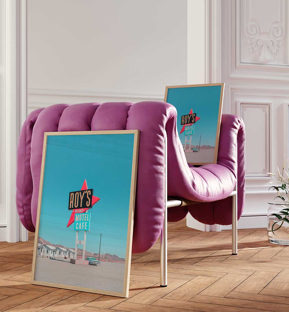 ROY'S MOTEL CAFE RETRO SIGN , PHOTOGRAPHY PRINTS