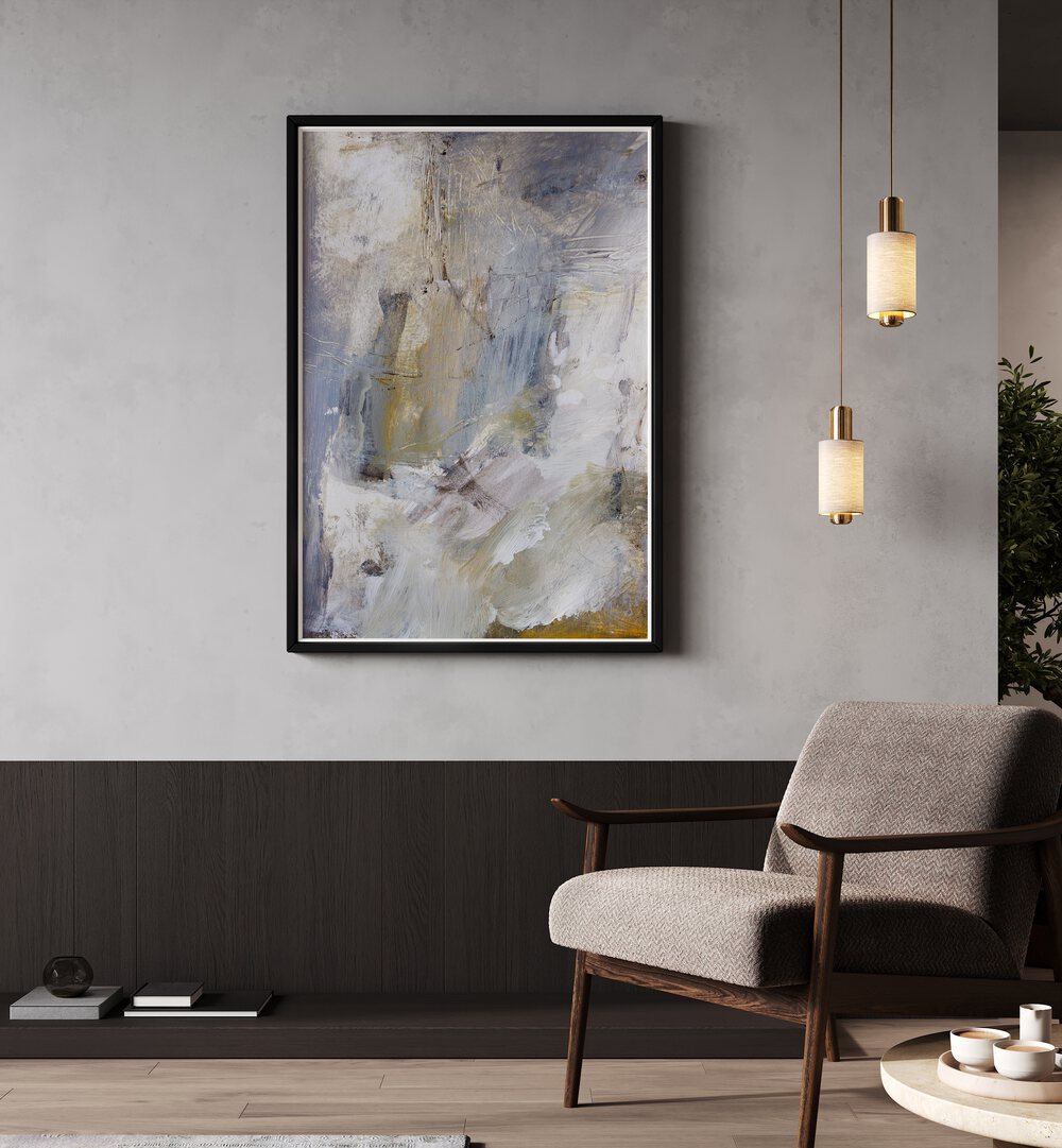 FLOAT, ABSTRACT PAINTINGS displayed elegantly in a modern living space, enhancing the room's aesthetic appeal.