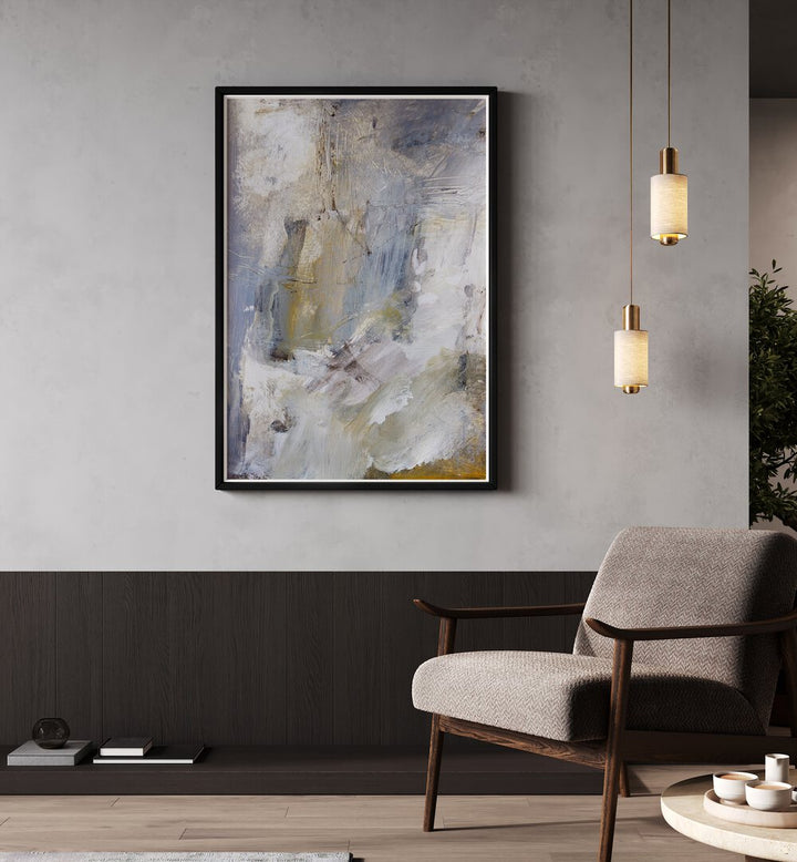 FLOAT, ABSTRACT PAINTINGS displayed elegantly in a modern living space, enhancing the room's aesthetic appeal.