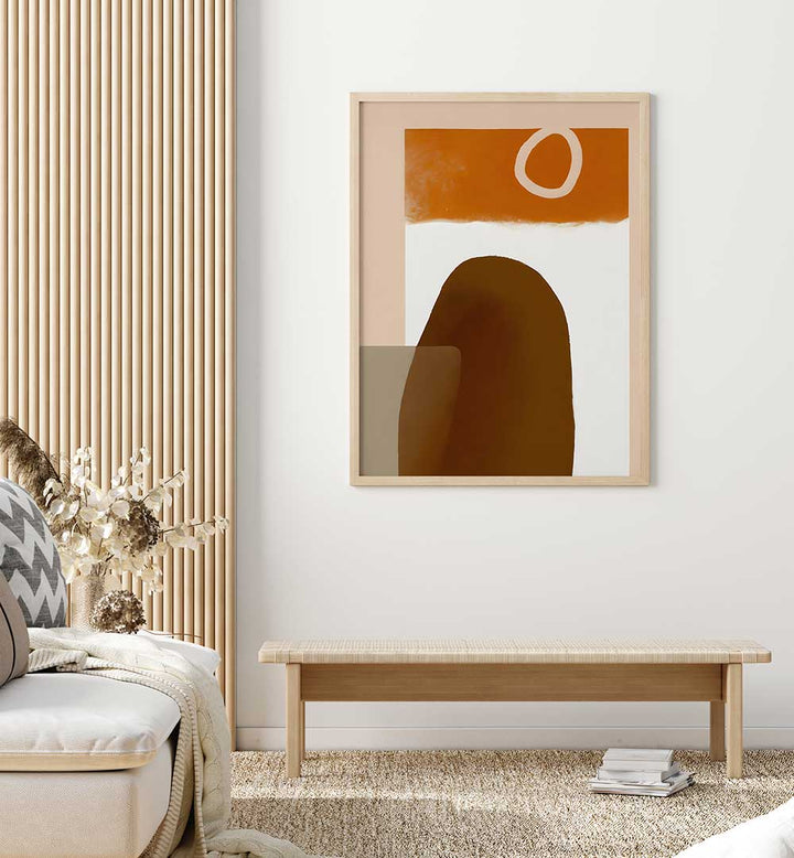PETRA , ABSTRACT PAINTINGS featuring warm earthy tones and modern shapes, enhancing stylish living spaces with unique art.