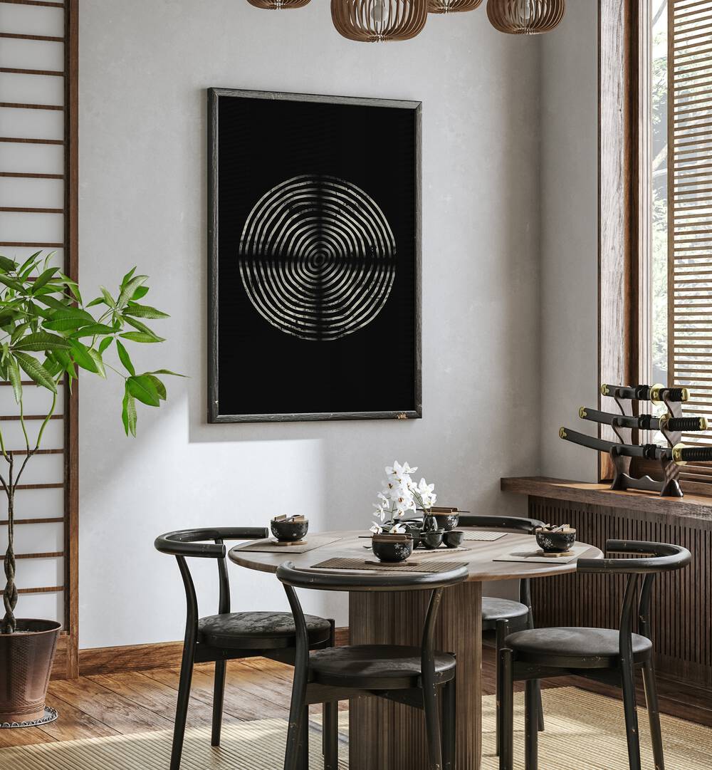 Stylish interior featuring NIGHTSHIFT ABSTRACTION, GEOMETRIC ART PRINTS, enhancing modern decor with bold designs.