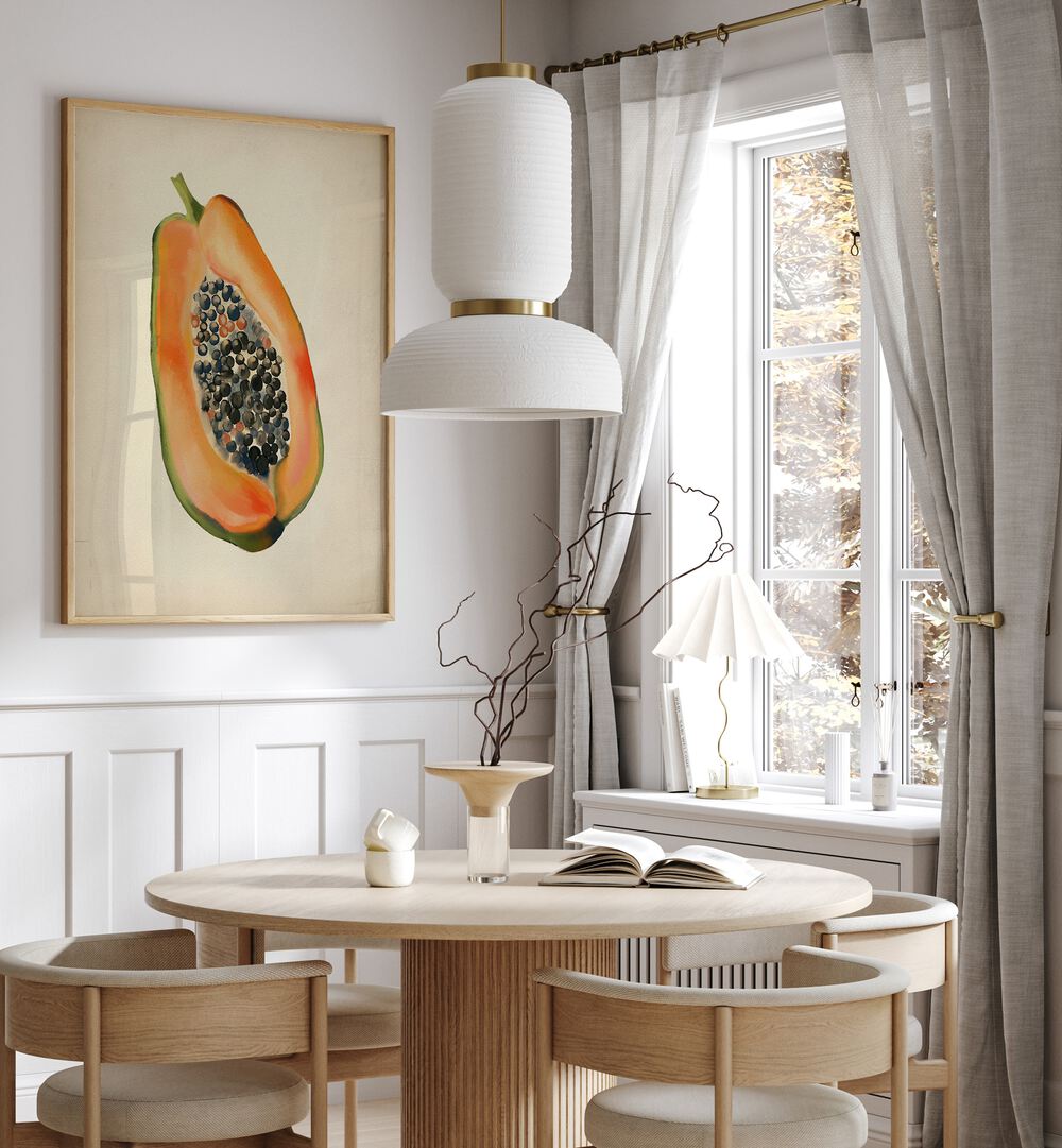 Brighten your space with VINTAGE FRUIT- PAPAYA , KITCHEN POSTERS, showcasing tropical elegance for your kitchen decor.