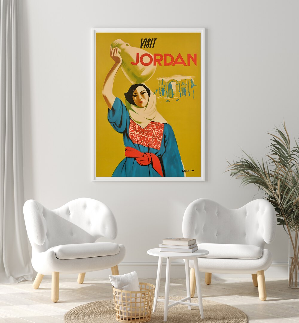 Colorful VISIT JORDAN, VINTAGE TRAVEL POSTERS showcasing Jordan's culture, perfect for enhancing your living space.