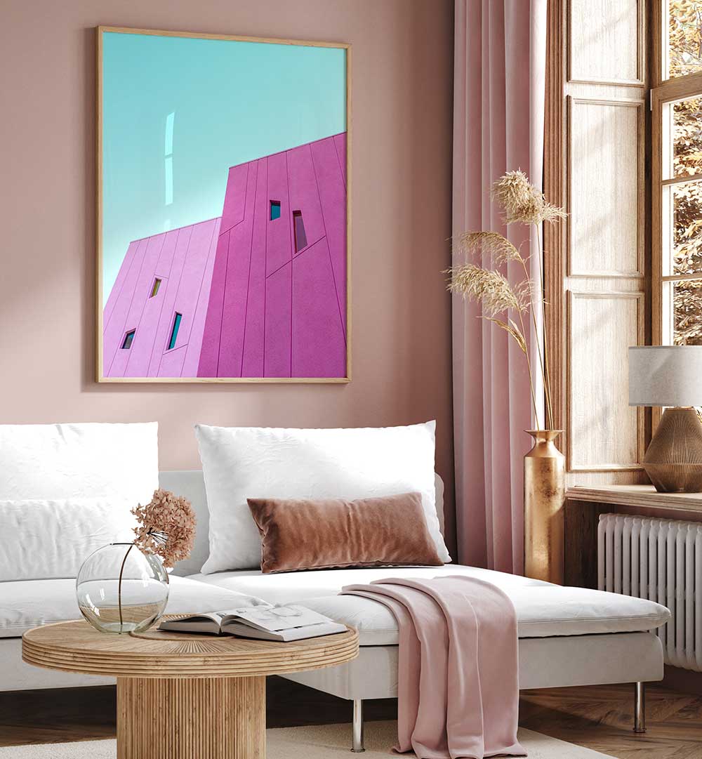 SAGUARO HOTEL PINK BUILDING WALLS , PHOTOGRAPHY PRINTS