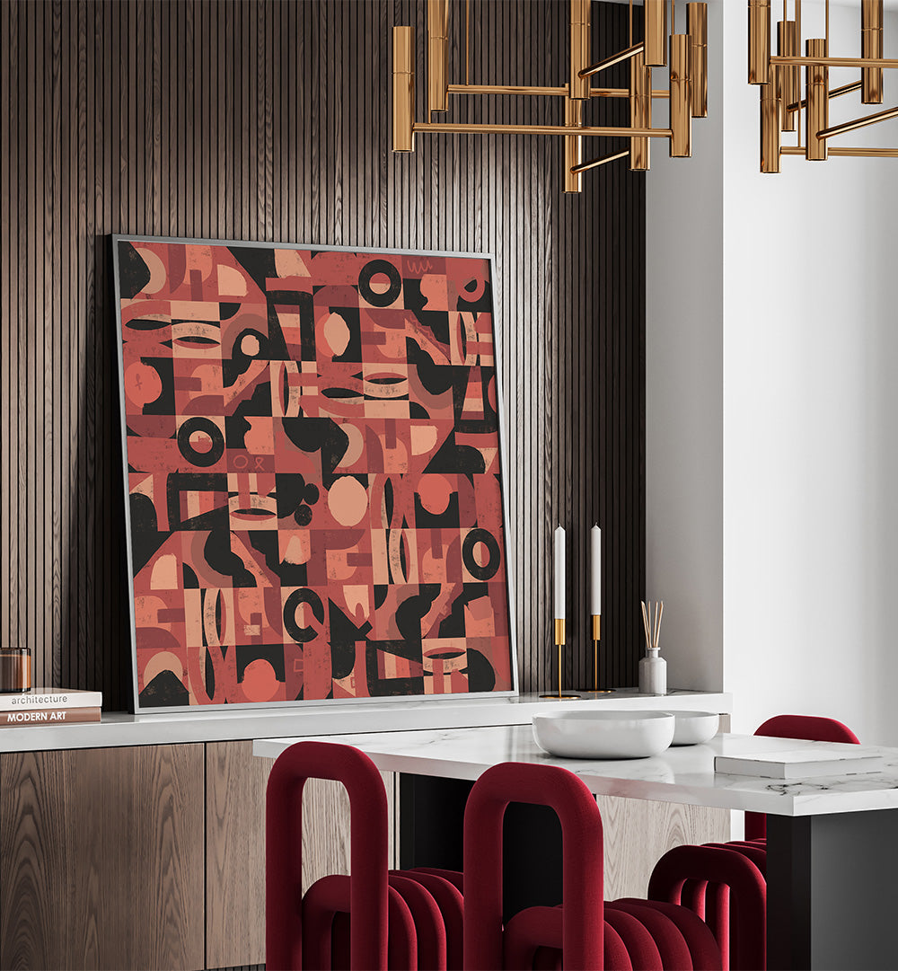 MID CENTURY GRID PATTERN NINE , ABSTRACT PAINTINGS