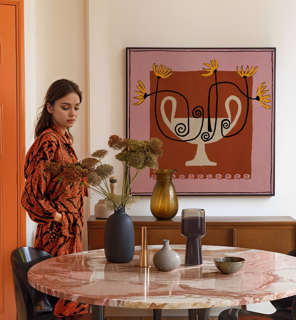 Elegant display of OUT OF VASE BLOOMS XII, FASHION POSTERS, enhancing modern home décor with floral artistry.