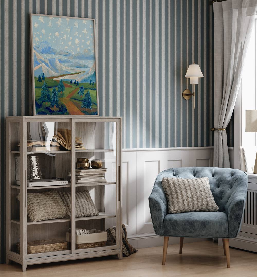 Stunning WINTER MOUNTAIN LANDSCAPE print enhances your space, ideal for lovers of LANDSCAPE PAINTINGS.