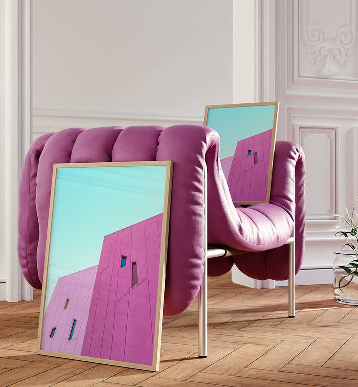 SAGUARO HOTEL PINK BUILDING WALLS , PHOTOGRAPHY PRINTS