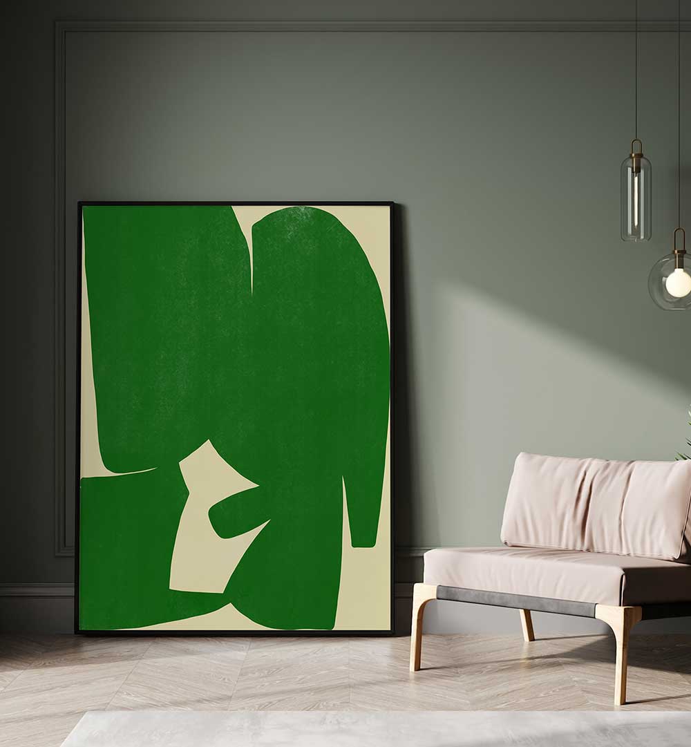 CUT OUT IN GREEN , ABSTRACT PAINTINGS