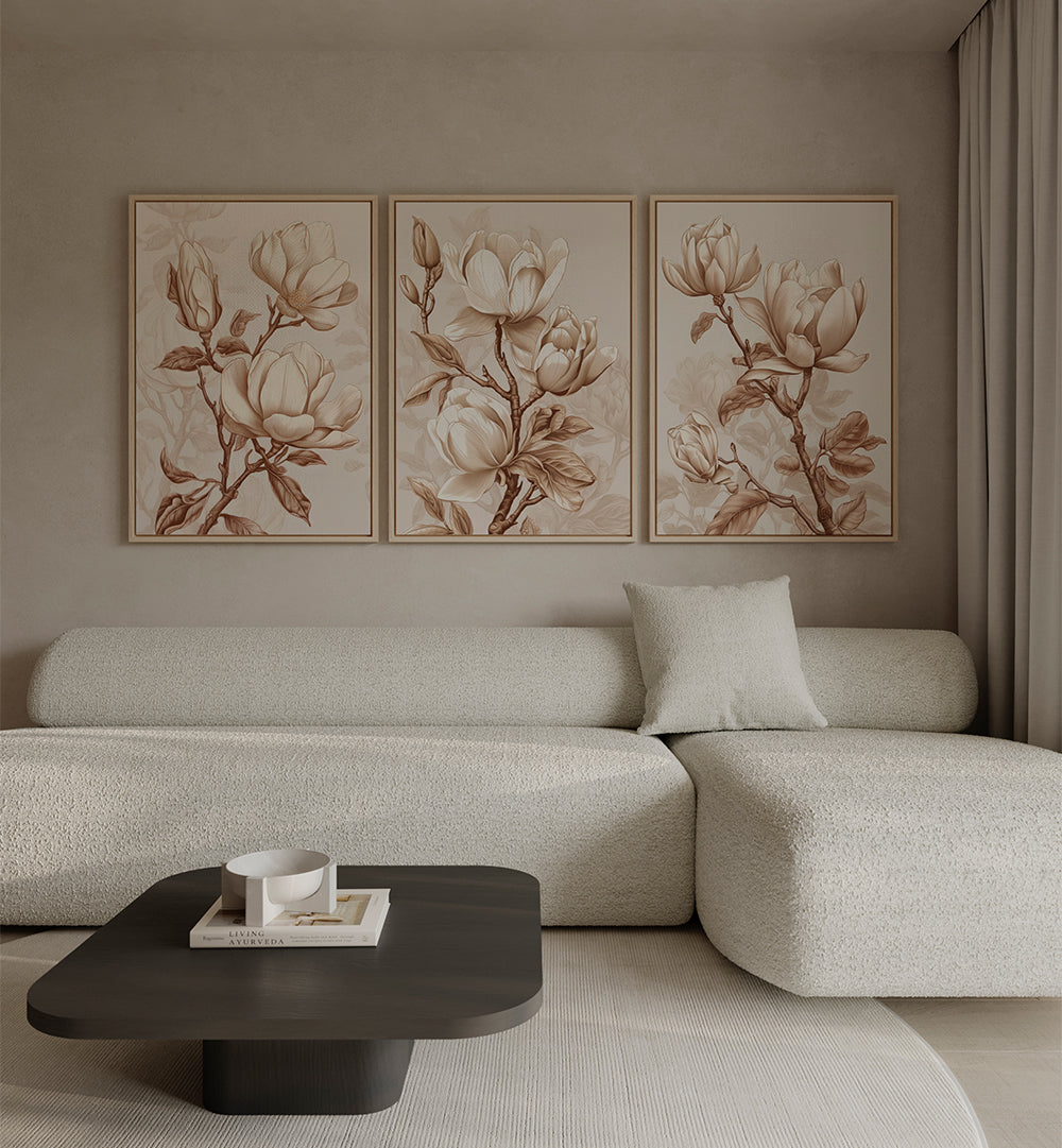 MAGNOLIA GRACE , SET OF 3 PAINTINGS