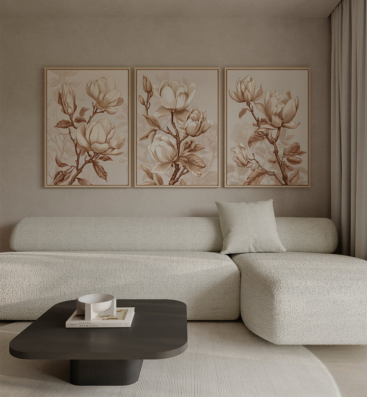 MAGNOLIA GRACE , SET OF 3 PAINTINGS