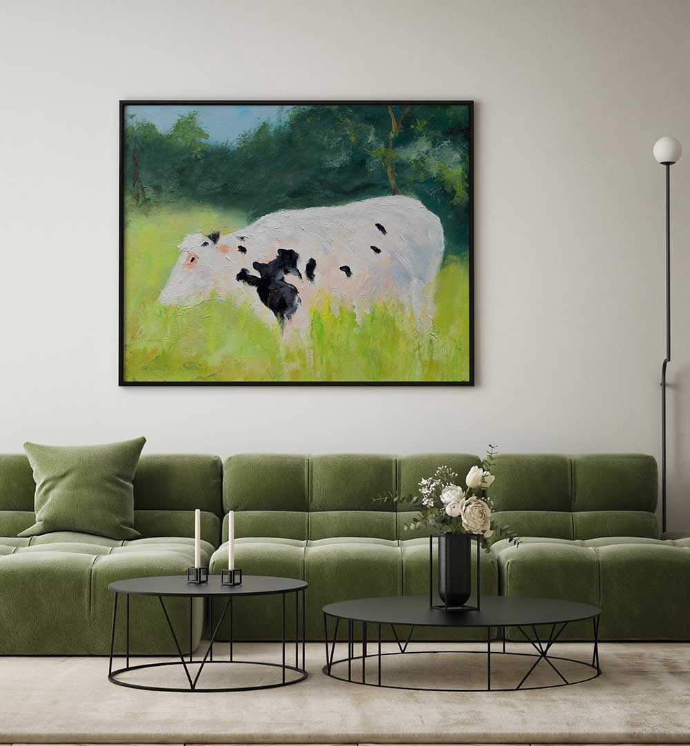 GRAZING IN THE GRASS , ANIMAL PAINTINGS