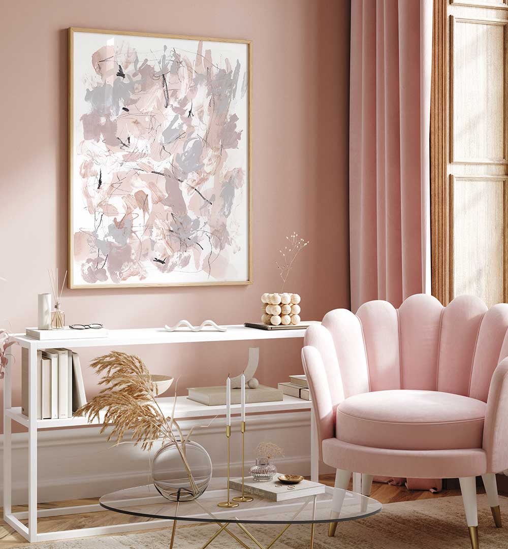 Enhance your decor with FLORAL ABSTRACT I, ABSTRACT PAINTINGS, featuring vibrant floral motifs and dynamic shapes.