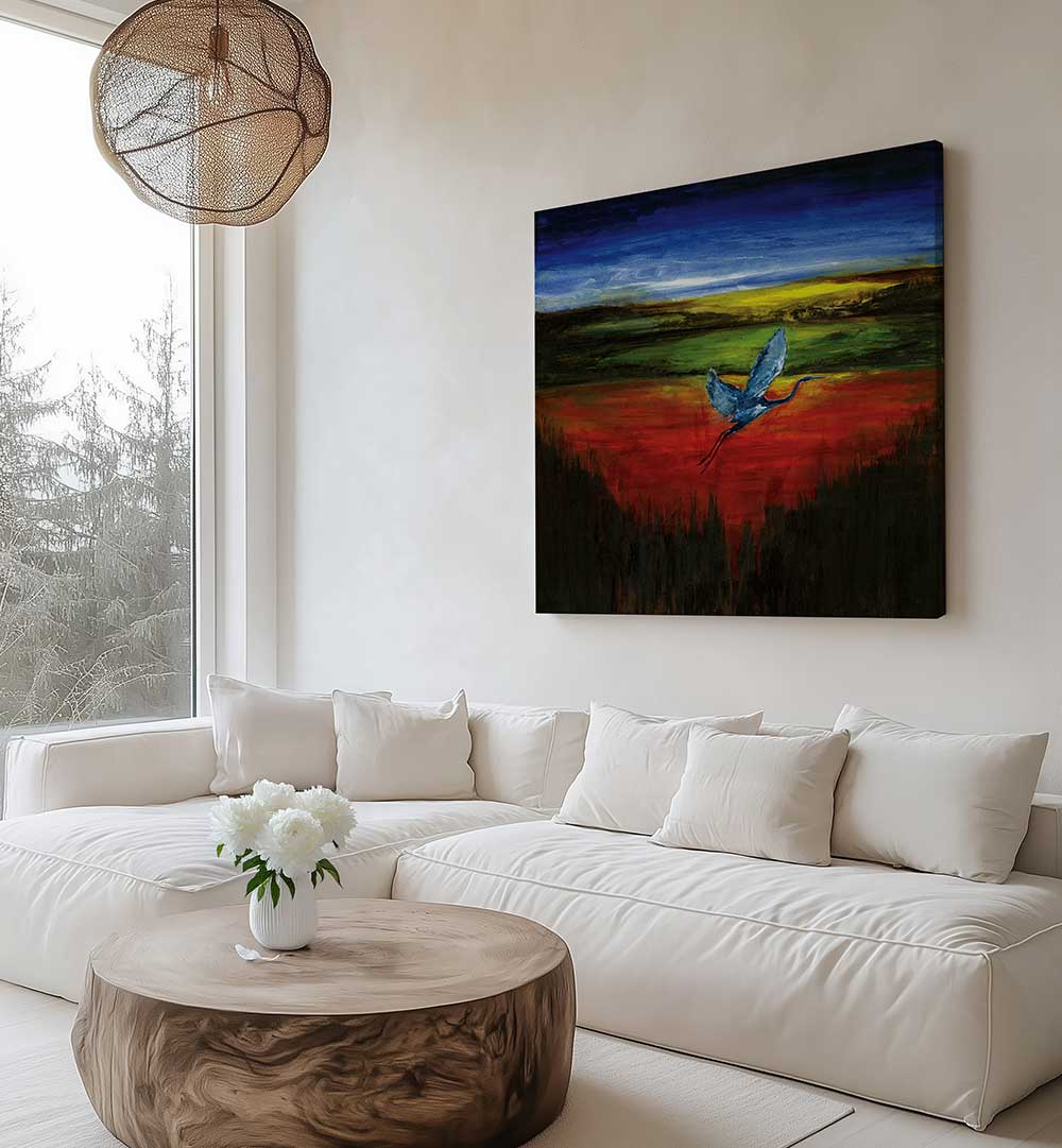 HERON SUN AND WATER , ANIMAL PAINTINGS