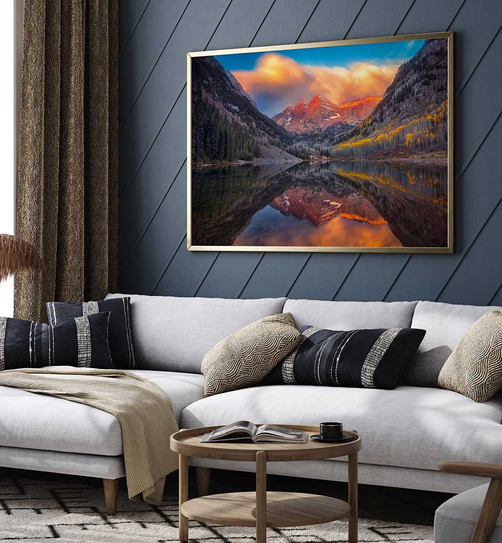 A PERFECT MORNING IN MAROON LAKE , PHOTOGRAPHY PRINTS