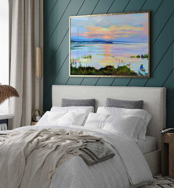 SUNSET ON THE BAY , LANDSCAPE PAINTINGS