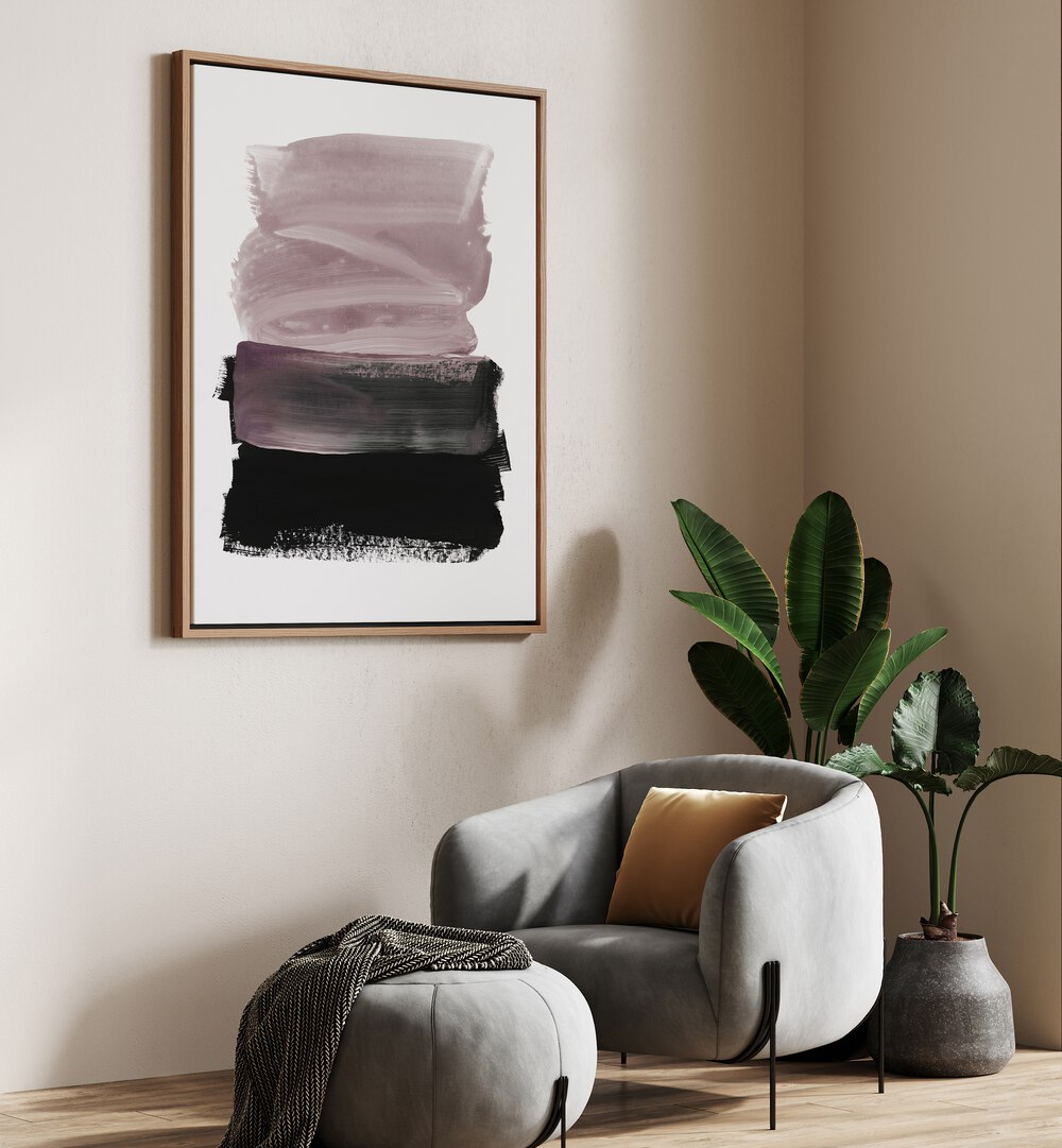 Elevate your decor with MAUVE A BLACK, ABSTRACT PAINTINGS showcasing elegant colors and modern artistry.