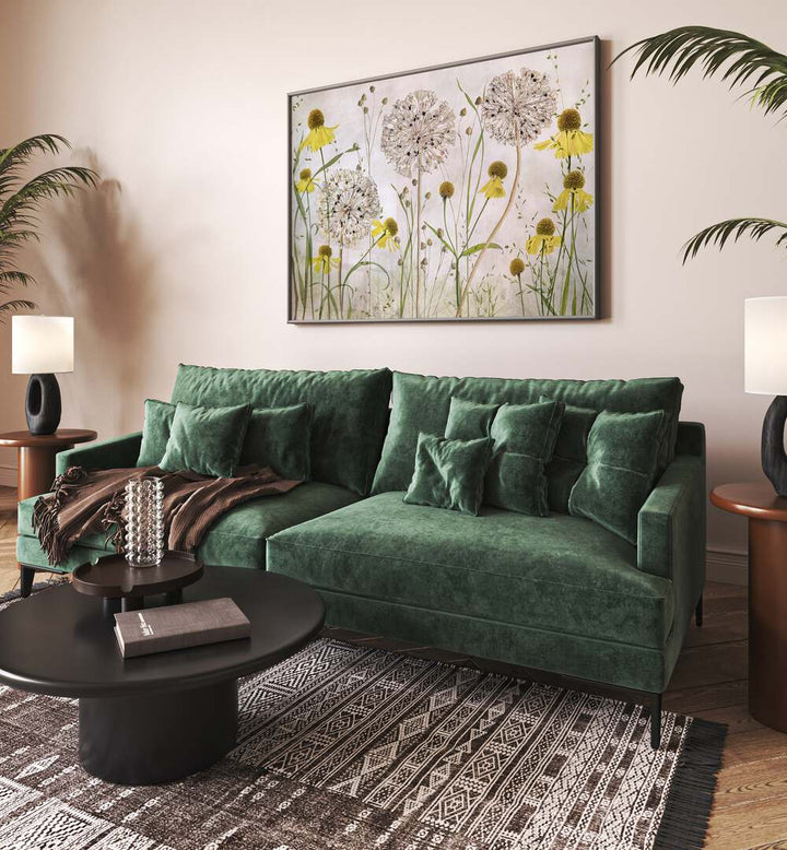 Vibrant ALLIUMS AND HELENIUMS, FLORAL FLOWER PAINTINGS enhance modern decor with stunning colors and textures.