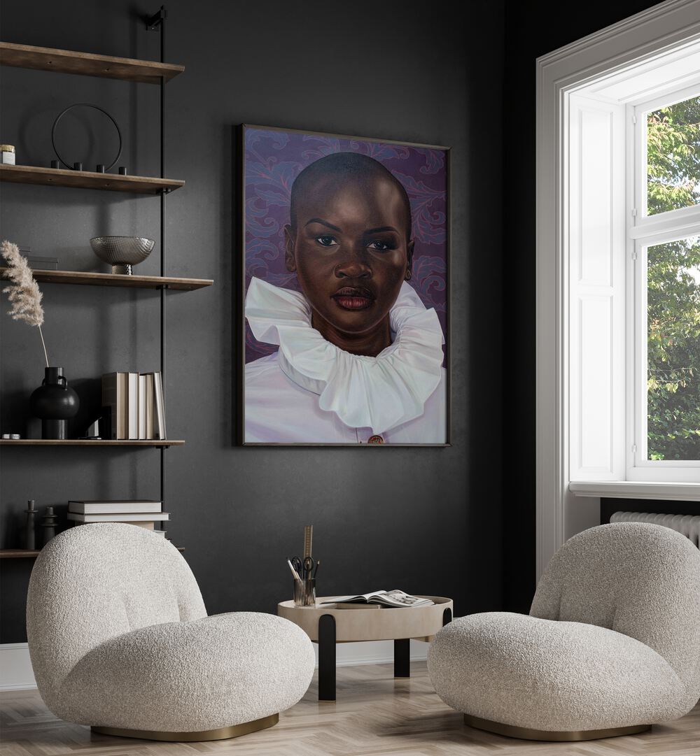 Stylish REGAL SILE, AFRICAN ART PAINTINGS enhance a modern living space with vibrant cultural heritage.