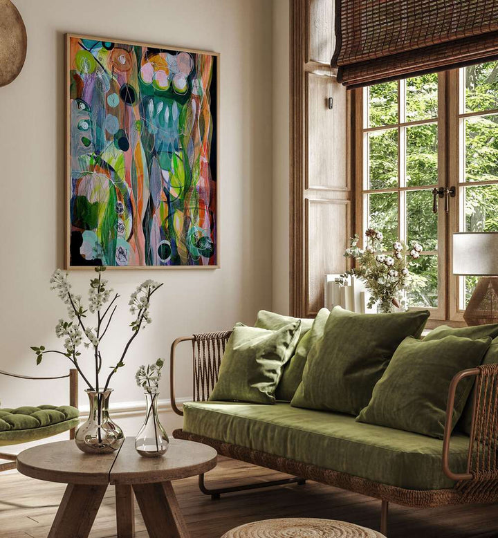 Colorful AMAZONIA I, ABSTRACT PAINTINGS enriches contemporary home decor as a stunning focal point.