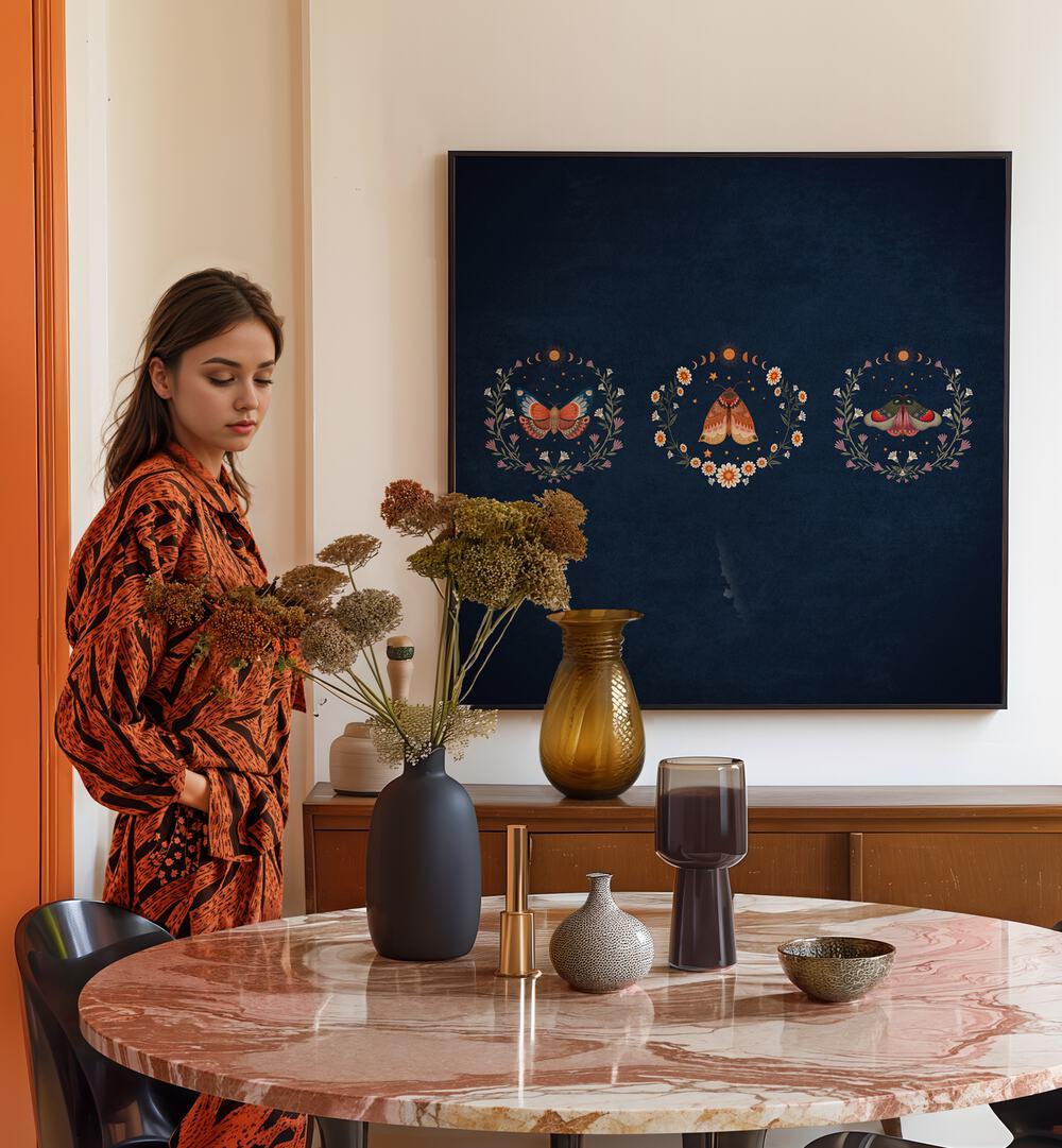 Stunning KELEBEKLER, ANIMAL PAINTINGS by Emel Tunaboylu, enhancing modern spaces with vibrant elegance.