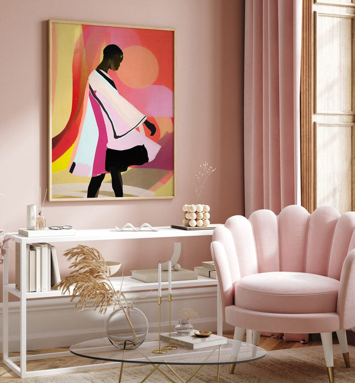 Vibrant ABSTRACT ART SUNSET GIRL, PORTRAITS enhances your space with stunning emotional expression and figurative beauty.