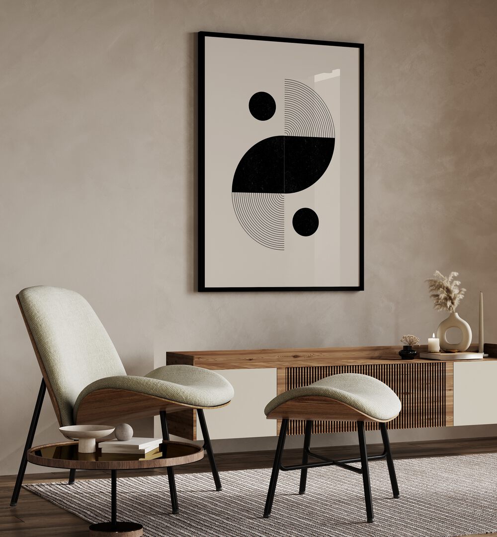 Stylish living space featuring BAB III, BOHO ART PAINTINGS by The Miuus Studio, enhancing modern décor aesthetics.