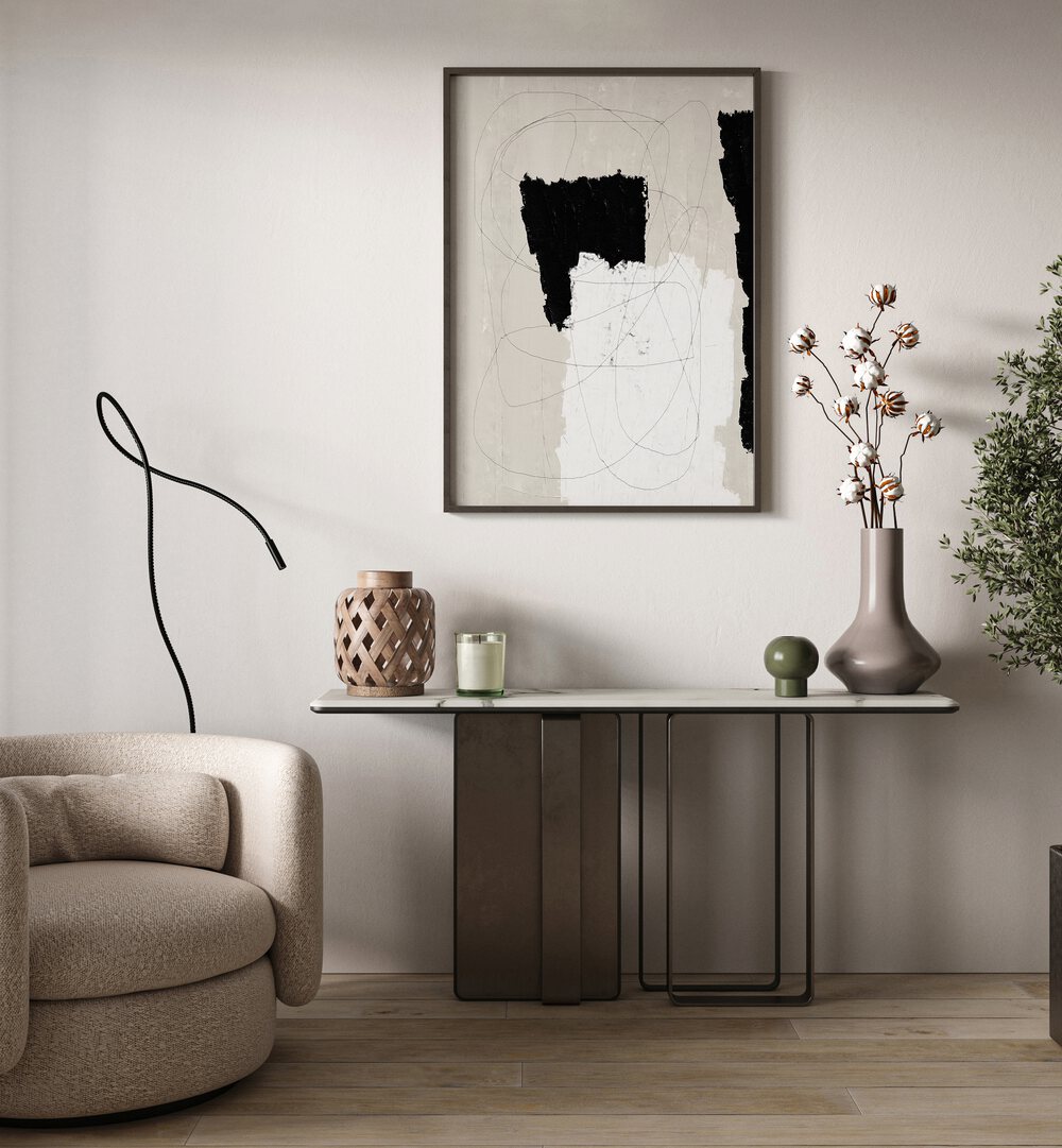 Stylish living space featuring ABSTRACT TORN PAPERS , ABSTRACT PAINTINGS by Miuus Studio for a creative decor touch.