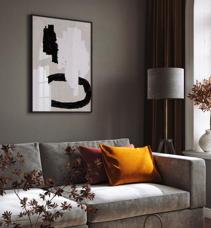 Transform your space with the ABSTRACT BEIGE AND BLACK PAINTING, a stunning piece from Miuus Studio for modern art lovers.