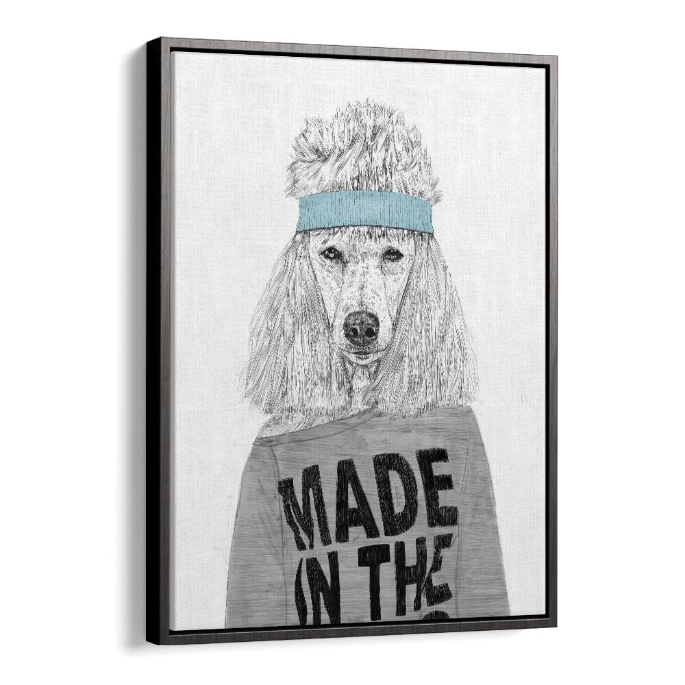 80s Bitch By Balazs Solti Wildlife Art Prints in Black Floater Frame