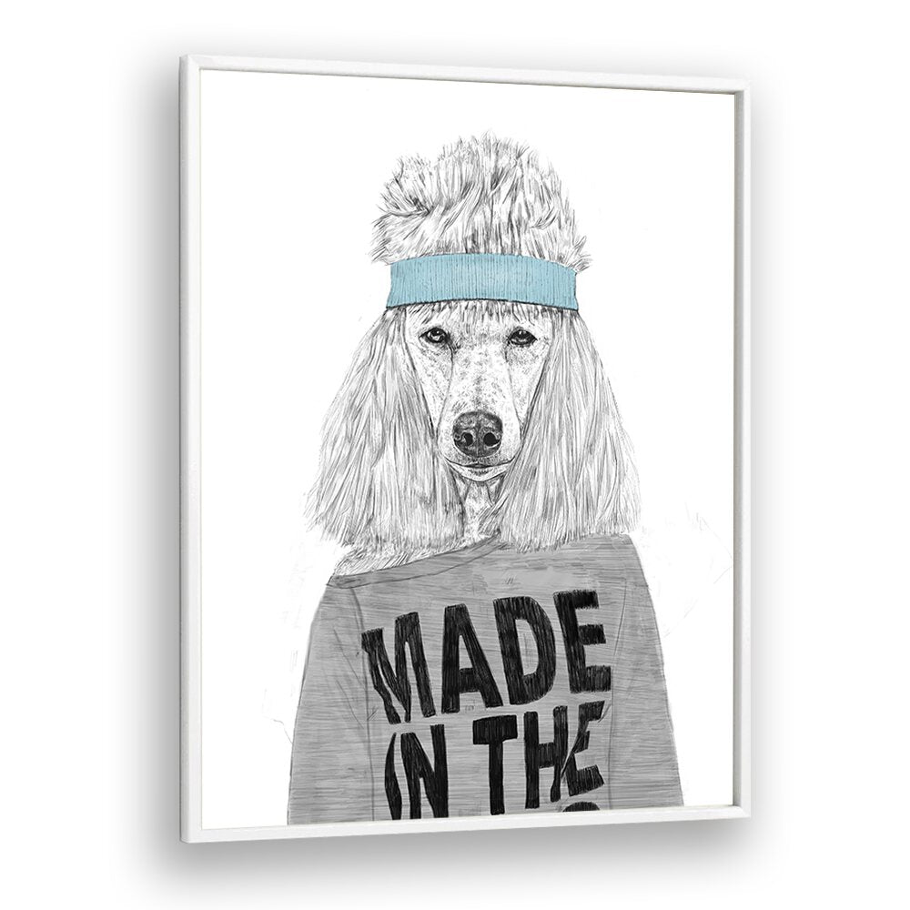 80s Bitch By Balazs Solti Wildlife Art Prints in White Plain Frame